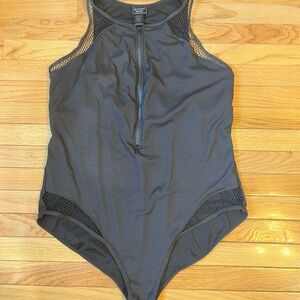 Black Mesh Women's One Piece Swimsuit